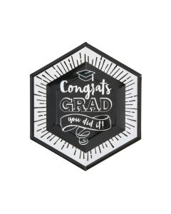 Black and White Congrats Grad Paper Dinner Plates - 8 Ct.